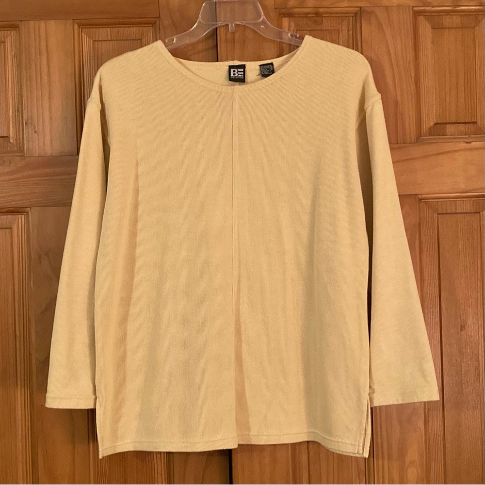 EUC Basic Editions Vintage 90s Knit Top Long Sleeve Blouse Yellow Size S Small